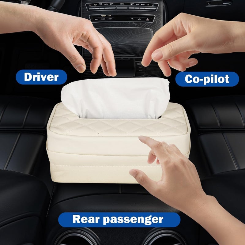VETERBONE Car Tissue Holder, Standard PU Leather Napkin Organizer for Backseat, Extra Large Fits 120-150 Tissues per Box, 9.84'' x 3.94'' x 5.51'' (Beige) - Image 5